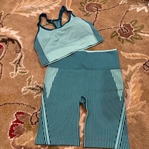 Ryka Teal and White Striped Athletic Shorts